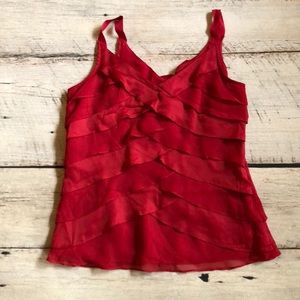 White House Black Market Red Layered Top